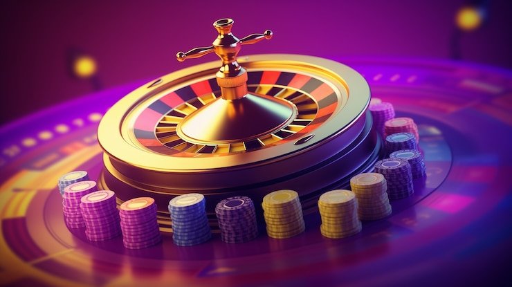 Meja Roulette live dengan putaran roda dan pemasangan taruhan